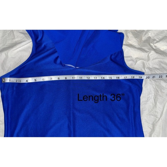 Belle Badgley Mischka lined cobalt blue crepe shift dress size US 12 - Picture 10 of 10